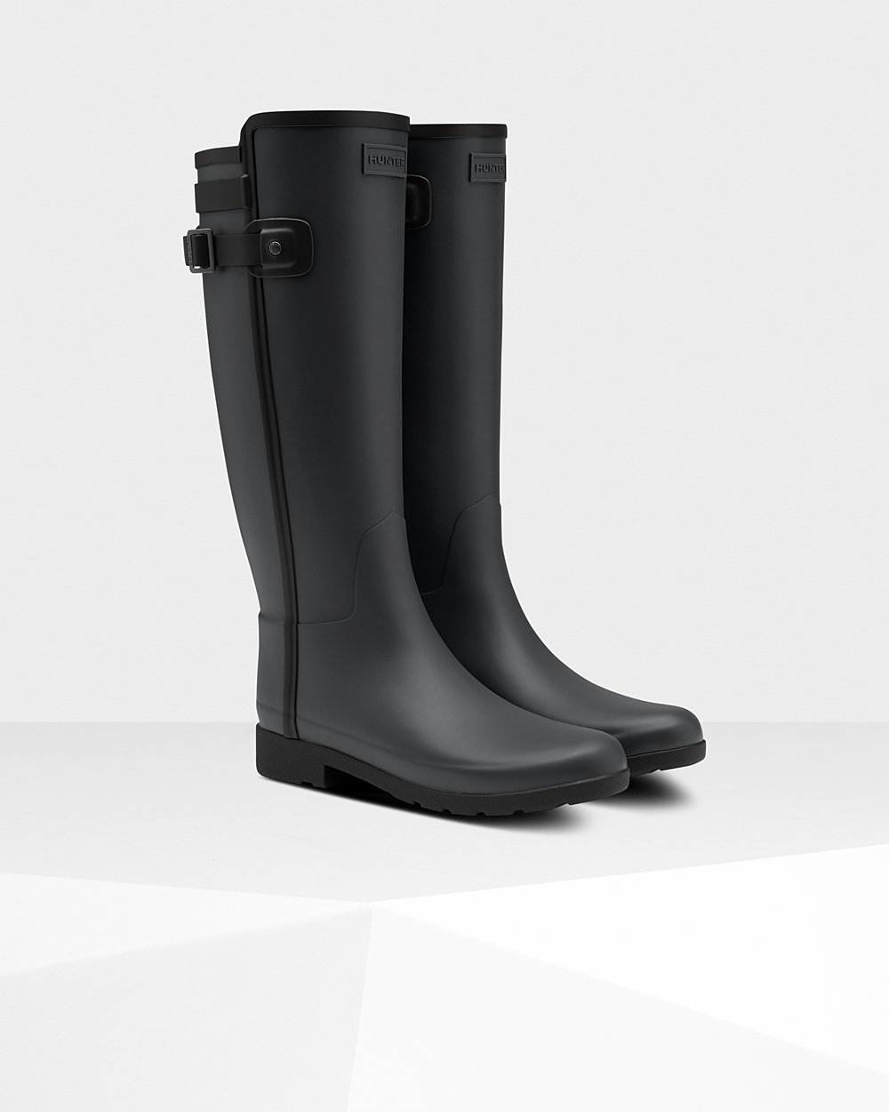 Botas de Lluvia Altas Hunter Mujer - Refined Slim Fit Contrast - Negros - MFPHOQK-07